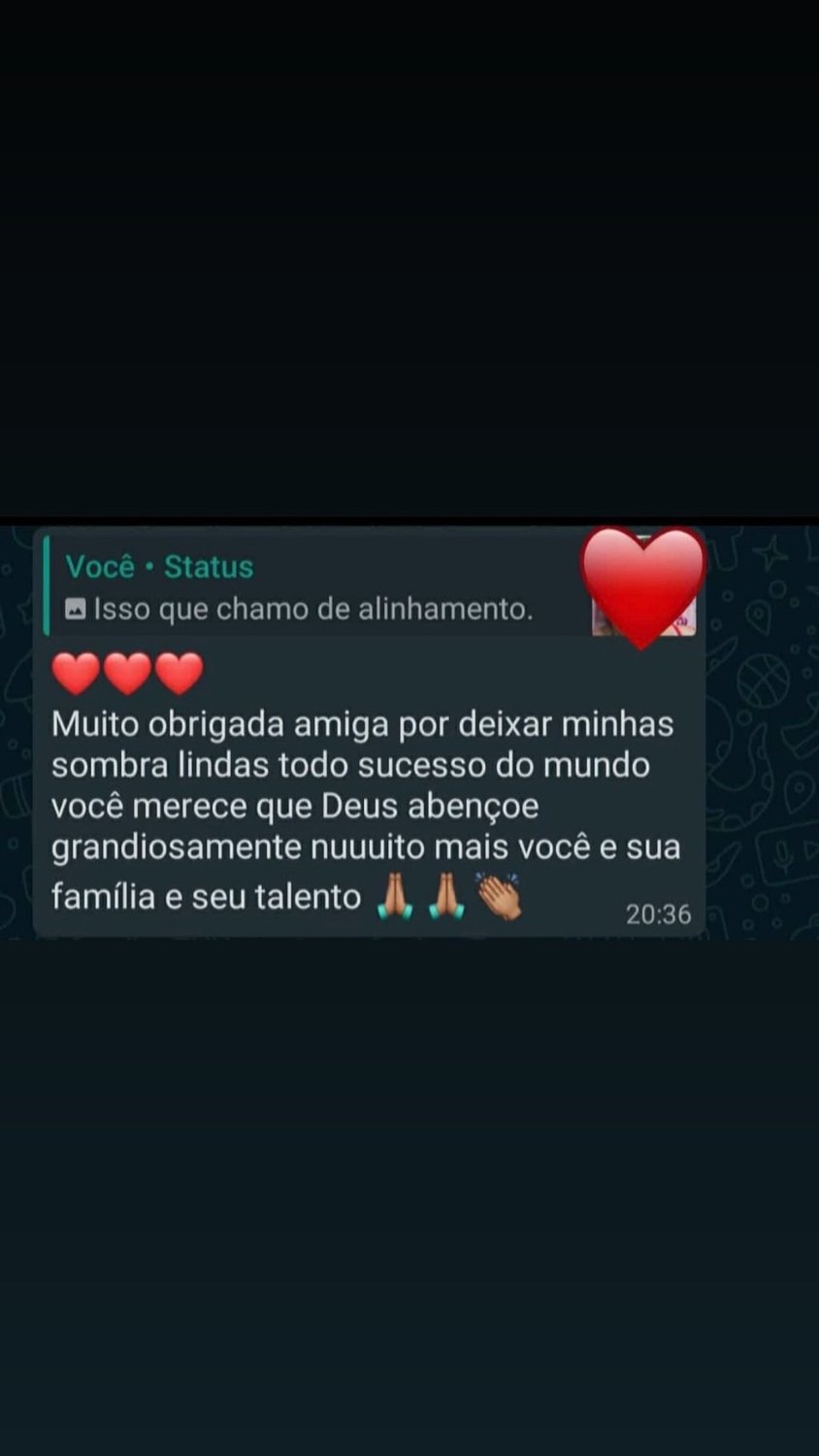 Print de feedback elogiando alinhamento de sobrancelhas