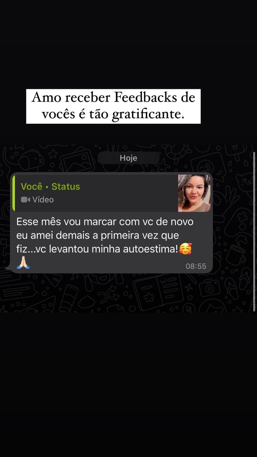 Print de cliente relatando aumento de autoestima
