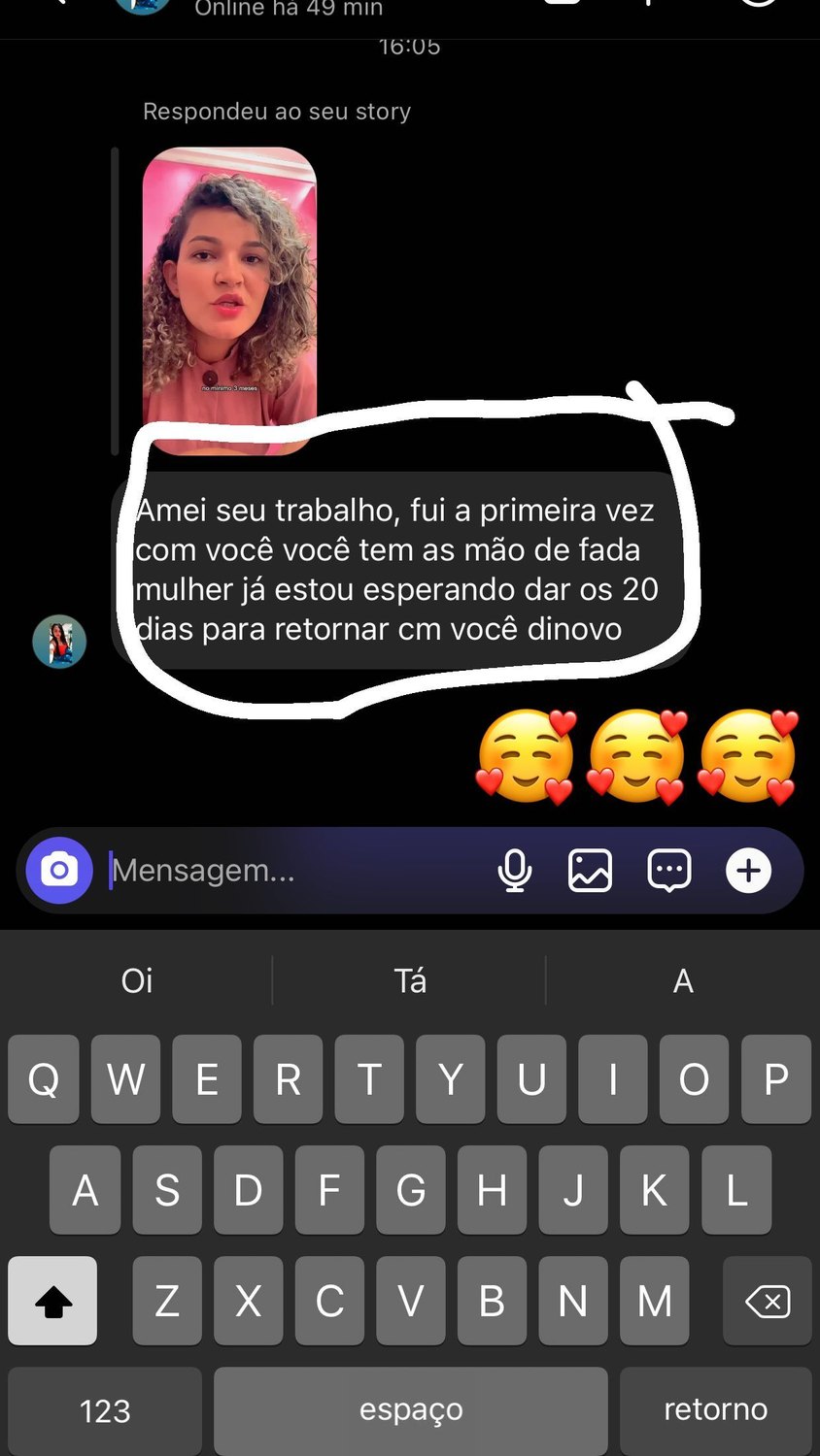 Print de cliente dizendo que amou o trabalho
